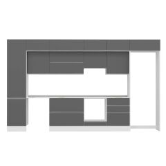 Alvinka 390X240 Cm High Gloss Mutfak Dolabı Mbb-E80B50S60-1 High Gloss | Antrasit - Mdf