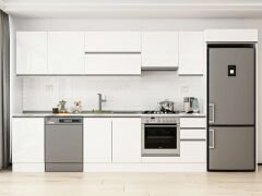 Alvinka 370X222 Cm High Gloss Mutfak Dolabı Mb-E80S50S40-1 High Gloss | Beyaz - Suntalam