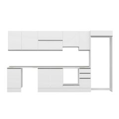 Alvinka 370X222 Cm High Gloss Mutfak Dolabı Mb-E80S50S40-1 High Gloss | Beyaz - Suntalam