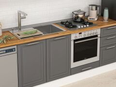 Alvinka 300X210 Cm Klasik Mebran Mutfak Dolabı Mb-E90B45S45-2 Mebran | Antrasit - Suntalam