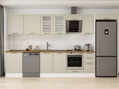 Alvinka 390X222 Cm Klasik Mebran Mutfak Dolabı Mb-E90S60S40-3 Mebran | Kumtaşı - Mdf