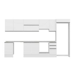 Alvinka 370X222 Cm High Gloss Mutfak Dolabı Mb-E80S50S40-1 High Gloss | Beyaz - Mdf