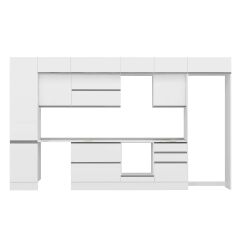 Alvinka 390X240 Cm High Gloss Mutfak Dolabı Mbb-E80B50S60-2 High Gloss | Beyaz - Mdf