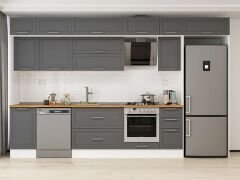 Alvinka 375X240 Cm Klasik Mebran Mutfak Dolabı Beyaz Beyaz Mb-E90S45S40-2 Mebran | Antrasit - Mdf