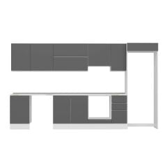 Alvinka 370X222 Cm High Gloss Mutfak Dolabı Mb-E80S50S40-1 High Gloss | Antrasit - Suntalam