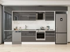 Alvinka 390X240 Cm High Gloss Mutfak Dolabı Mbb-E80B50S60-2 High Gloss | Antrasit - Suntalam