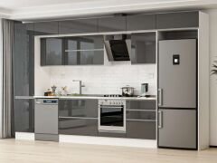 Alvinka 390X240 Cm High Gloss Mutfak Dolabı Mbb-E80B50S60-2 High Gloss | Antrasit - Suntalam