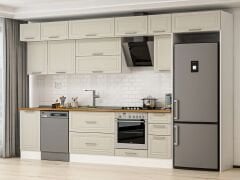 Alvinka 375X240 Cm Klasik Mebran Mutfak Dolabı Beyaz Beyaz Mb-E90S45S40-2 Mebran | Kumtaşı - Mdf