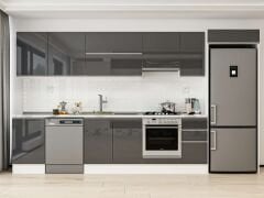 Alvinka 370X222 Cm High Gloss Mutfak Dolabı Mb-E80S50S40-1 High Gloss | Antrasit - Mdf
