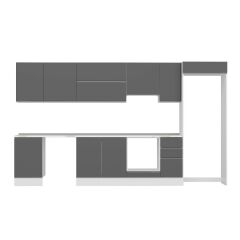 Alvinka 370X222 Cm High Gloss Mutfak Dolabı Mb-E80S50S40-1 High Gloss | Antrasit - Mdf