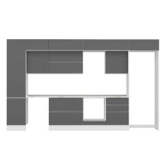 Alvinka 390X240 Cm High Gloss Mutfak Dolabı Mbb-E80B50S60-2 High Gloss | Antrasit - Mdf