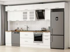 Alvinka 375X240 Cm Klasik Mebran Mutfak Dolabı Beyaz Beyaz Mb-E90S45S40-3 Mebran | Beyaz - Suntalam