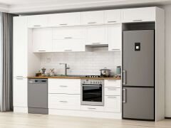 Alvinka 375X240 Cm Klasik Mebran Mutfak Dolabı Beyaz Beyaz Mbb-E90B45S40-1