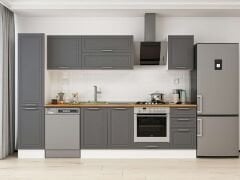 Alvinka 300X210 Cm Klasik Mebran Mutfak Dolabı Mb-E90B45S45-2 Mebran | Antrasit - Mdf