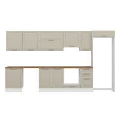 Alvinka 395X222 Cm Klasik Mebran Mutfak Dolabı Mb-E90S60S45-1 Mebran | Kumtaşı - Suntalam