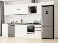 Alvinka 370X222 Cm High Gloss Mutfak Dolabı Mb-E80S50S40-2 High Gloss | Beyaz - Suntalam