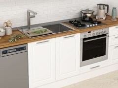 Alvinka 395X222 Cm Klasik Mebran Mutfak Dolabı Mb-E90S60S45-1 Mebran | Beyaz - Mdf