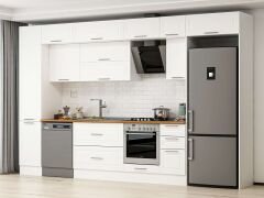 Alvinka 375X240 Cm Klasik Mebran Mutfak Dolabı Beyaz Beyaz Mbb-E90B45S40-2