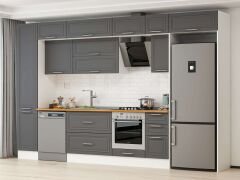 Alvinka 375X240 Cm Klasik Mebran Mutfak Dolabı Beyaz Beyaz Mbb-E90B45S40-2