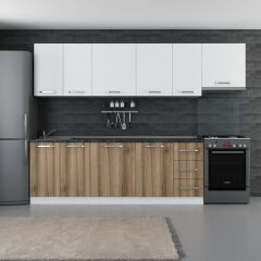 Minar 290 Cm Mutfak Dolabı Beyaz Dore 290-D4