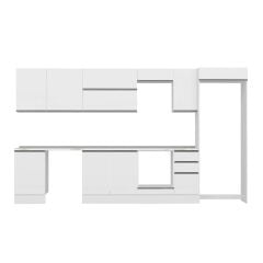 Alvinka 370X222 Cm High Gloss Mutfak Dolabı Mb-E80S50S40-2 High Gloss | Beyaz - Mdf