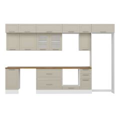 Alvinka 375X240 Cm Klasik Mebran Mutfak Dolabı Mb-E90S45S40-3 Mebran | Kumtaşı - Suntalam