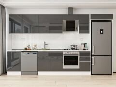 Alvinka 370X222 Cm High Gloss Mutfak Dolabı Mb-E80S50S40-2 High Gloss | Antrasit - Suntalam