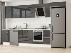 Alvinka 370X222 Cm High Gloss Mutfak Dolabı Mb-E80S50S40-2 High Gloss | Antrasit - Suntalam