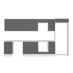 Alvinka 370X222 Cm High Gloss Mutfak Dolabı Mb-E80S50S40-2 High Gloss | Antrasit - Suntalam