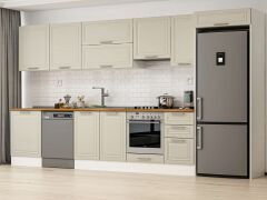 Alvinka 395X222 Cm Klasik Mebran Mutfak Dolabı Mb-E90S60S45-1 Mebran | Kumtaşı - Mdf