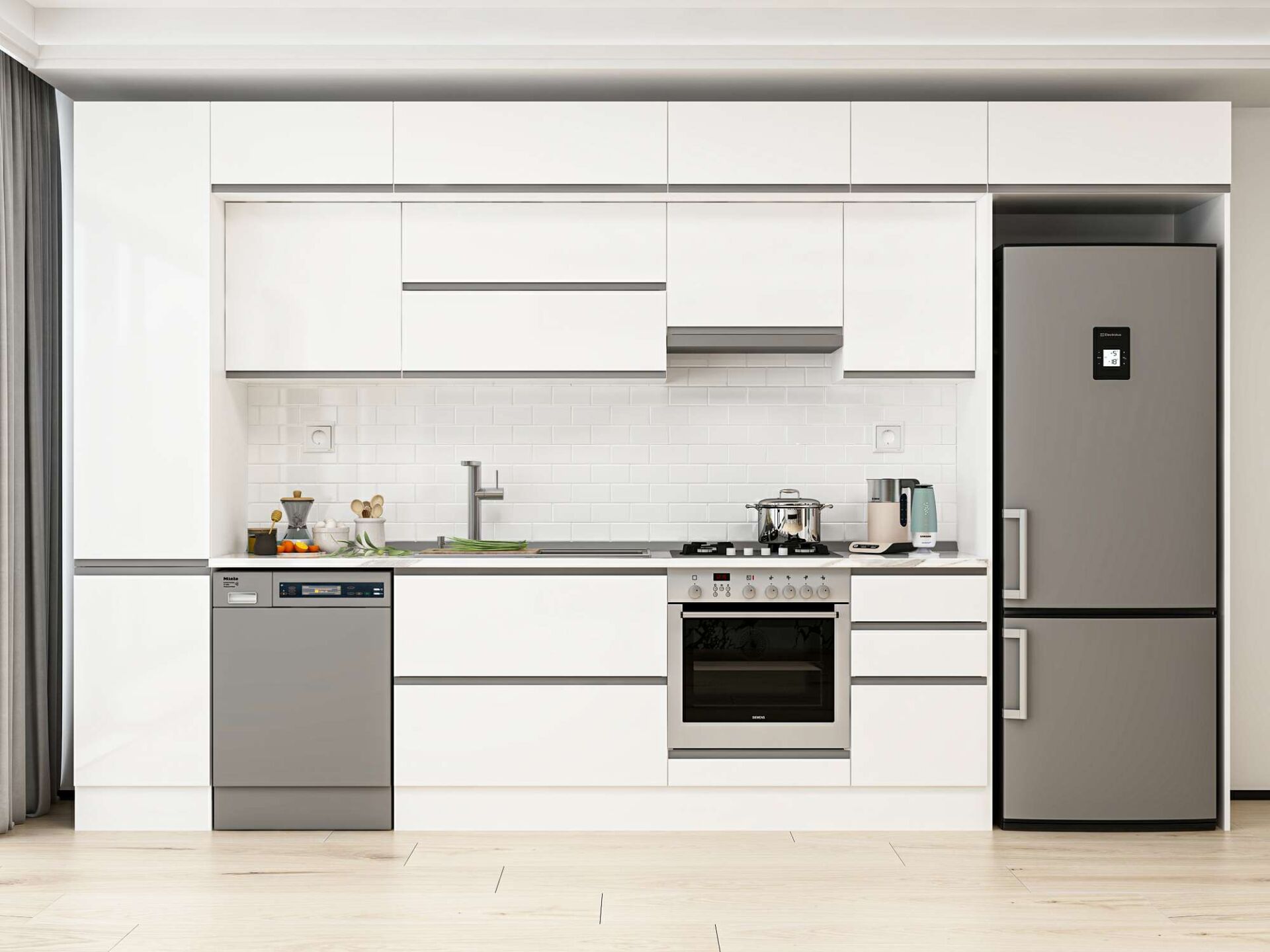 Alvinka 370X240 Cm High Gloss Mutfak Dolabı Mbb-E80B45S45-1