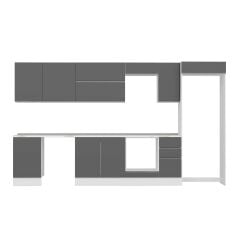 Alvinka 370X222 Cm High Gloss Mutfak Dolabı Mb-E80S50S40-2 High Gloss | Antrasit - Mdf