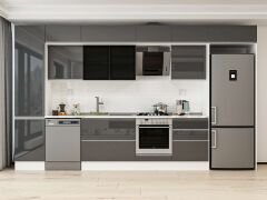 Alvinka 390X240 Cm High Gloss Mutfak Dolabı Mbb-E80B50S60-3 High Gloss | Antrasit - Mdf