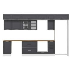 Alvinka 375X240 Cm Klasik Mebran Mutfak Dolabı Beyaz Beyaz Mb-E90S45S40-3 Mebran | Antrasit - Mdf