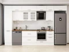 Alvinka 380X240 Cm Klasik Mebran Mutfak Dolabı Beyaz Beyaz Mbb-E90B45S45-3