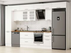 Alvinka 380X240 Cm Klasik Mebran Mutfak Dolabı Beyaz Beyaz Mbb-E90B45S45-3