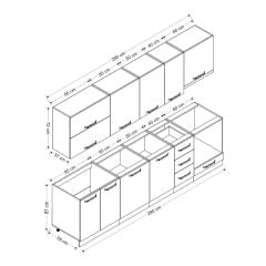 Minar 290 Cm Mutfak Dolabı Beyaz Dore 290-D8