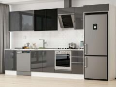 Alvinka 370X222 Cm High Gloss Mutfak Dolabı Mb-E80S50S40-3 High Gloss | Antrasit - Suntalam