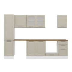 Alvinka 300X210 Cm Klasik Mebran Mutfak Dolabı Mb-E90B45S45-3 Mebran | Kumtaşı - Mdf