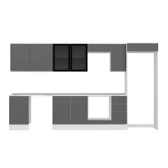 Alvinka 370X222 Cm High Gloss Mutfak Dolabı Mb-E80S50S40-3 High Gloss | Antrasit - Mdf