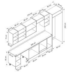 Alvinka 370X222 Cm High Gloss Mutfak Dolabı Mb-E80S50S40-3 High Gloss | Antrasit - Mdf