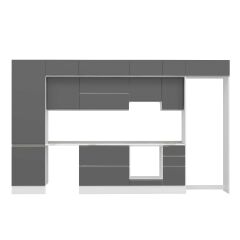 Alvinka 380X240 Cm High Gloss Mutfak Dolabı Mbb-E80B60S40-1 High Gloss | Antrasit - Mdf