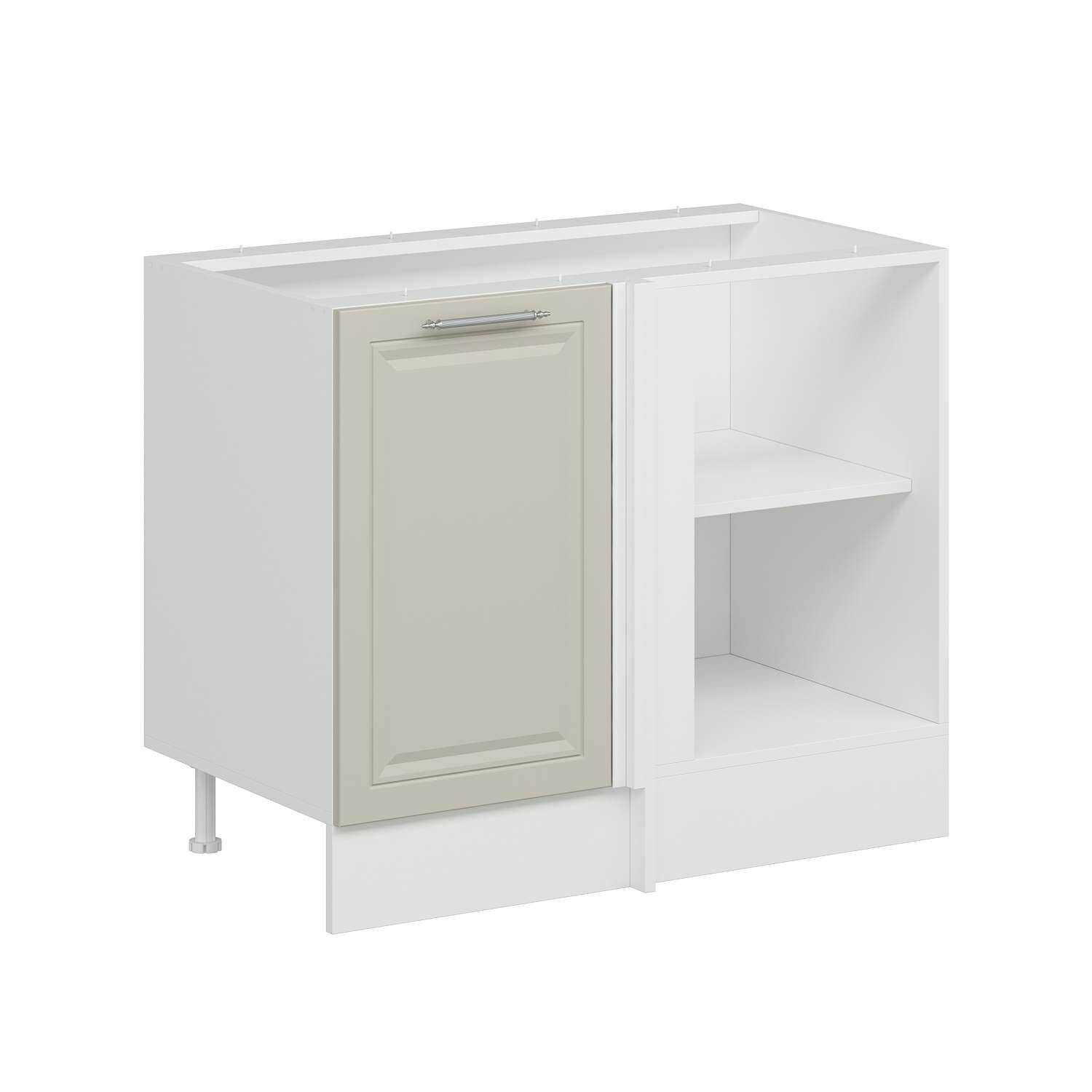 Alvinka Mutfak Modül Mbr_C Alt 1K1R 105Cm Köşe Dolap Beyaz Kumtaşı Mdf