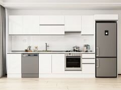 Alvinka 375X222 Cm High Gloss Mutfak Dolabı Mb-E80S50S45-1 High Gloss | Beyaz - Suntalam