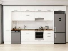 Alvinka 395X240 Cm Klasik Mebran Mutfak Dolabı Beyaz Beyaz Mbb-E90B45S60-1