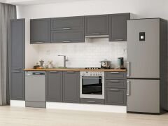 Alvinka 305X210 Cm Klasik Mebran Mutfak Dolabı Mb-E90B45S50-1 Mebran | Antrasit - Suntalam