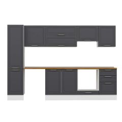 Alvinka 305X210 Cm Klasik Mebran Mutfak Dolabı Mb-E90B45S50-1 Mebran | Antrasit - Suntalam