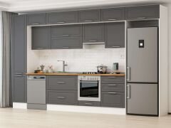 Alvinka 395X240 Cm Klasik Mebran Mutfak Dolabı Beyaz Beyaz Mbb-E90B45S60-1