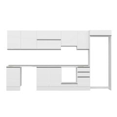 Alvinka 375X222 Cm High Gloss Mutfak Dolabı Mb-E80S50S45-1 High Gloss | Beyaz - Mdf