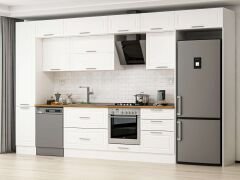 Alvinka 395X240 Cm Klasik Mebran Mutfak Dolabı Beyaz Beyaz Mbb-E90B45S60-2